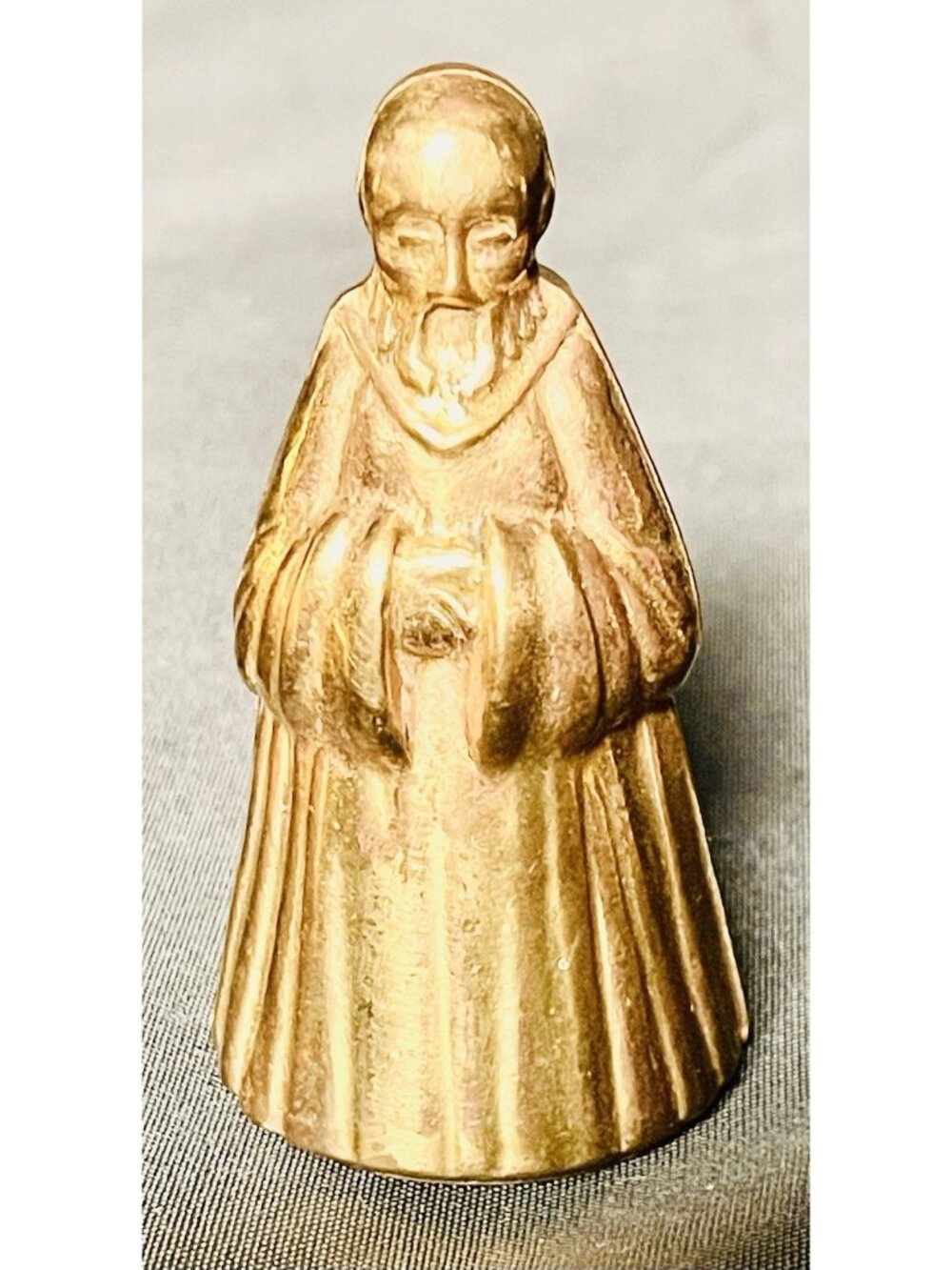 Vintage Antique Brass Monk Figurine Bell 2.75” Friar Mid-century England Tuck